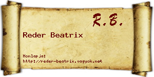 Reder Beatrix névjegykártya